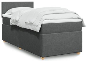 Cama com molas/colchão 90x190 cm tecido cinza-escuro