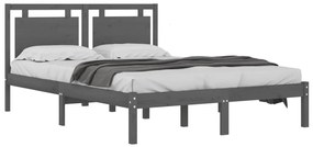 Estrutura de cama king 150x200 cm madeira maciça cinza