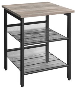 Mesa de canto com 2 prateleiras de malha ajustáveis para sala | VASAGLE | 40 x 40 x 55 cm | branco|preto | LET023B02.