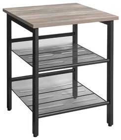 Mesa lateral, criado-mudo e mesa lateral VASAGLE com 2 prateleiras de malha ajustáveis, fácil montagem, industrial para sala de estar, quarto, estrutura de aço estável, cinza e preto LET023B02