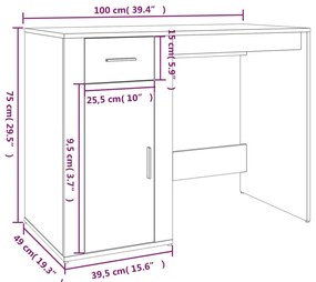 Secretária 100x49x75 cm derivados de madeira cinzento cimento