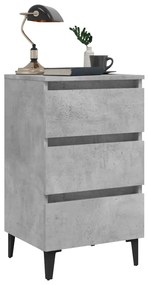 Mesas cabeceira pernas metal 2 pcs 40x35x69 cm cinzento cimento