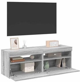 Móveis de TV com luzes LED 2 pcs 60x35x40 cm sonoma cinza