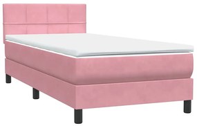 Cama com molas/colchão 80x220 cm veludo rosa