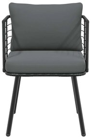 Cadeiras de jardim com almofadões 2 pcs vime PE preto