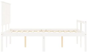 Estrutura de cama com cabeceira 120x200cm madeira maciça branco