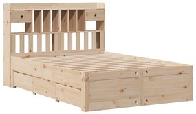 Cama com estante sem colchão 140x200 cm pinho maciço