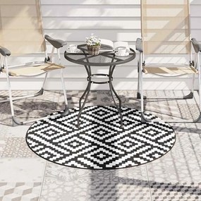 Tapete de exterior Ø120 cm ARAKIL PP branco e preto