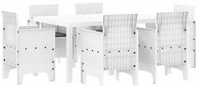 Conjunto de Jantar de Jardim 7 pcs Branco Rattan / Vime