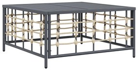 7 pcs conjunto lounge de jardim c/ almofadões vime PE antracite