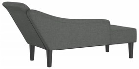 Chaise lounge com almofadões tecido cinzento-escuro