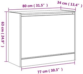 Sapateira 80x34x63 cm derivados de madeira cinzento cimento