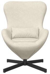 Cadeira de Ovo vidaXL Veludo Creme