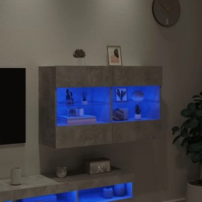 Móvel parede p/ TV c/ luzes LED 98,5x30x60,5 cm cinza cimento