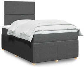 Cama boxspring com colchão 120x190 cm tecido cinzento-escuro