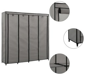 282448 vidaXL Roupeiro com 4 compartimentos 175x45x170 cm cinzento