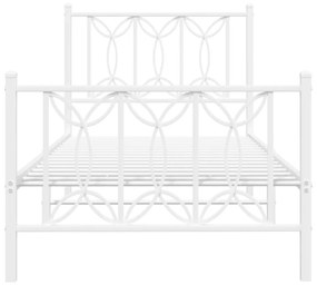 Estrutura de cama com cabeceira e pés 80x200 cm metal branco