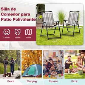 Conjunto de 2 Cadeiras de jardim Dobráveis Portáteis em Tecido com Estrutura Metálica Carga 150 Kg Cinzentas