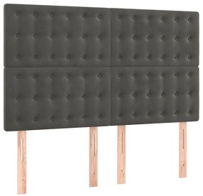 Cama com molas/colchão 140x190 cm veludo cinzento-escuro