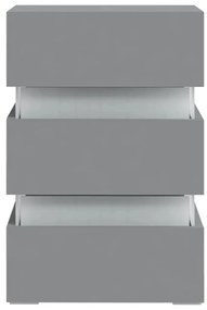 Mesa de cabeceira c/ luzes LED derivados de madeira cinza