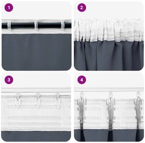 Cortinas 2 pcs Cinzento-escuro 260 x 140 cm Poliéster