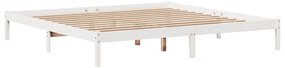 Cama sem colchão 200x200 cm madeira de pinho maciça branco