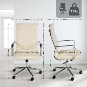 Cadeira de Escritório Canby de Couro Sintético Creme