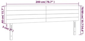 Cabeceira cama luzes LED tecido 200x5x78/88cm cinza-acastanhado