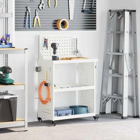 vidaXL Carro de Ferramentas com prateleira Branco 65 x 35 x 111 cm