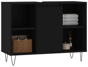 Armário de casa de banho 80x33x60 cm derivados de madeira preto