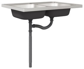 Armário de Cozinha vidaXL "Kalmar" com Pias Duplas em Carvalho Artesan