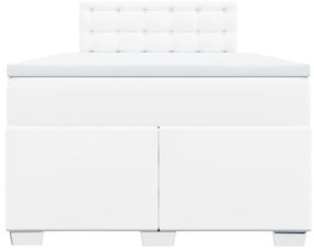 Cama boxspring com colchão 120x190 cm couro artificial branco