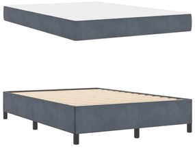 Estrutura da Cama Branco e Cinza Claro 140 x 190 cm Veludo