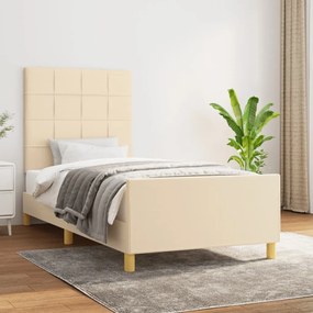 vidaXL Estrutura de cama sem colchão 90x190 cm tecido creme
