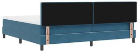 Cama Box com Colchão e LED Azul Escuro 200x200 cm Veludo