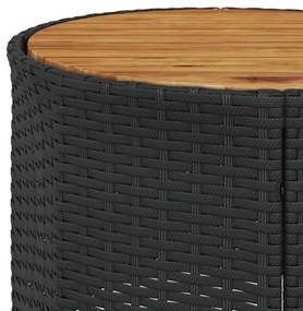 Sofá de jardim com mesa e almofadões semicircular vime PE preto