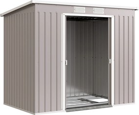 Outsunny Abrigo de Jardim 213x130x172 cm Abrigo de Exterior de Aço Galvanizado com Porta Corredeira para Armazenamento Cinza Claro | Aosom Portugal