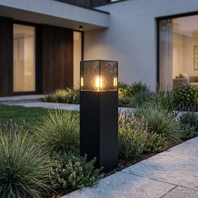 Candeeiro de pé para exterior preto com cúpula fumada 30 cm - Dinamarca