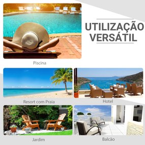 Outsunny Conjunto de Espreguiçadeiras Exterior de Vime 2 Lugares com Almofadas Acolchoadas Resistente à Água com Encosto Ajustável em 5 Níveis Suporta 220kg 195x120x28cm Marrom e Branco Creme