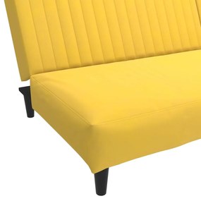 Sofá-cama de 2 lugares veludo amarelo