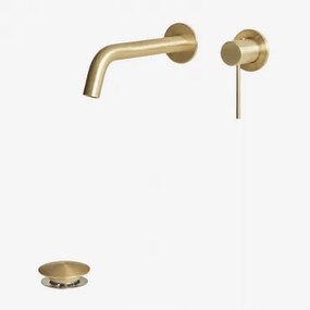 Conjunto De Torneira De Pia Embutida Em Latão Orveta E Válvula De Descarga Click-clack Em Aço Inoxidável E Latão Válvula Com Transbordo & Dourado Esco