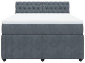 Cama com molas/colchão 160x200 cm veludo cinzento-escuro