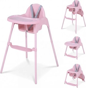 Cadeira refeição alta conversível 4 em 1 para bebés 2 alturas comTabuleiro duplo removível Arnês de 5 pontos Apoio para os pés Fácil de limpar 6-36 me