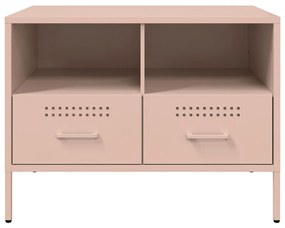 Móveis de TV 2 pcs 68x39x50,5 cm aço laminado a frio rosa