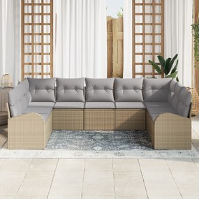 Conjunto de Sofás de Jardim vidaXL 9 Peças com Almofadas Bege Poliratt