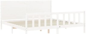 Cama sem colchão 200x200 cm madeira de pinho maciça branco