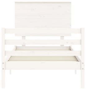 Estrutura de cama com cabeceira 100x200cm madeira maciça branco