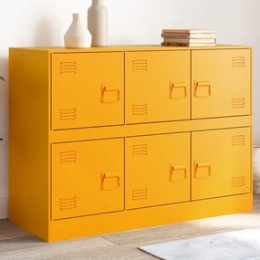 vidaXL Aparador 99x39x73 cm aço amarelo mostarda