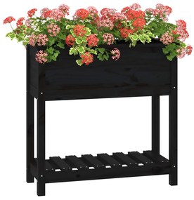 Vaso/floreira com prateleira 82,5x34,5x81 cm pinho maciço preto