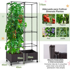 Floreira com treliça 170 cm Sistema de rega automático Rodas Vaso vertical para plantas trepadeiras Flores Vegetais